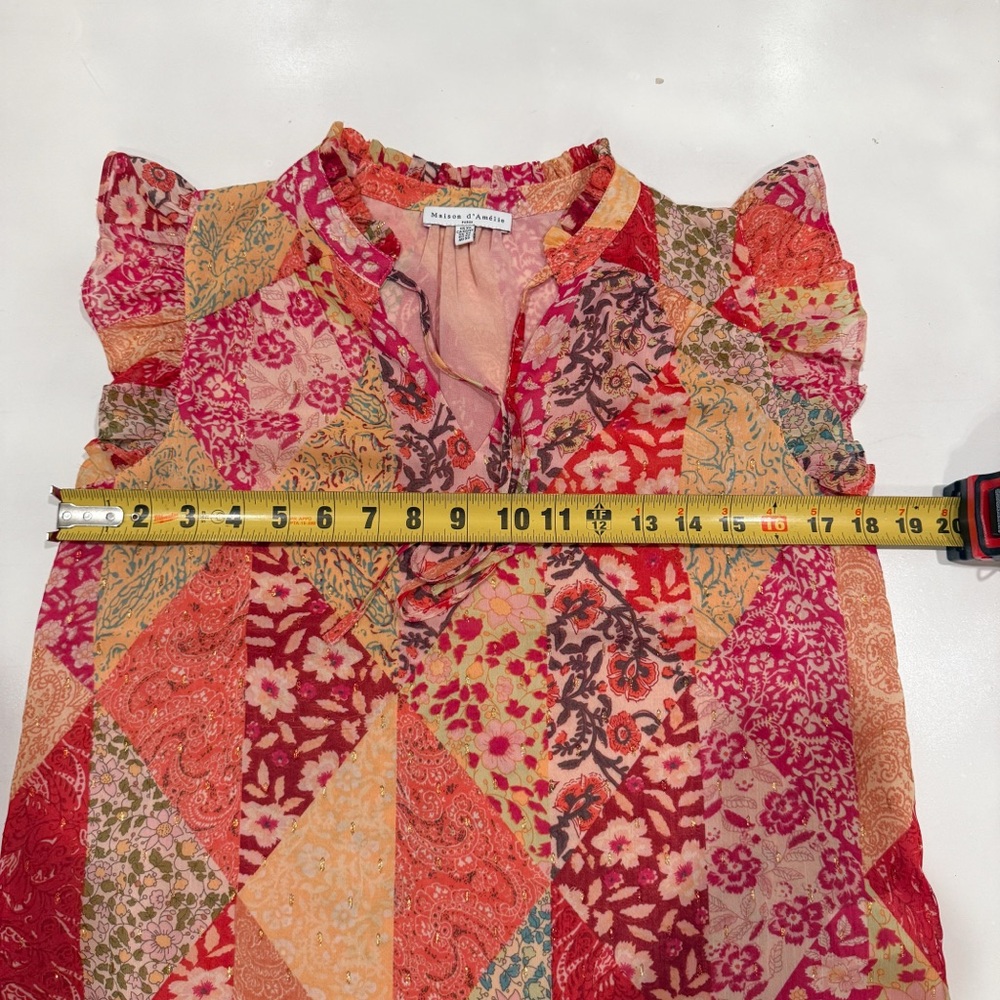 Maison d’Amelie Paris Anthropologie Boho Floral Patchwork Blouse Size XS - Picture 5 of 6